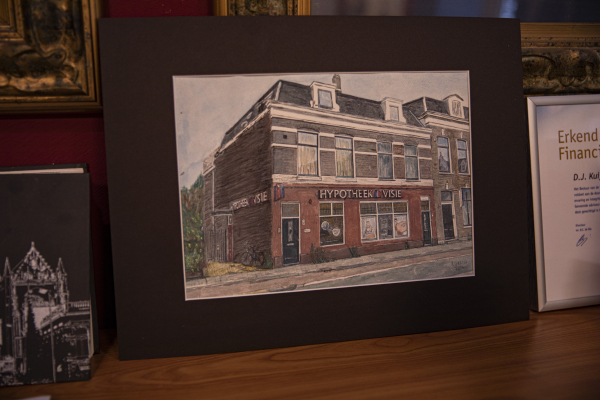 klein detail van een tekening van het pand voor hypotheekadvies in Haarlem.