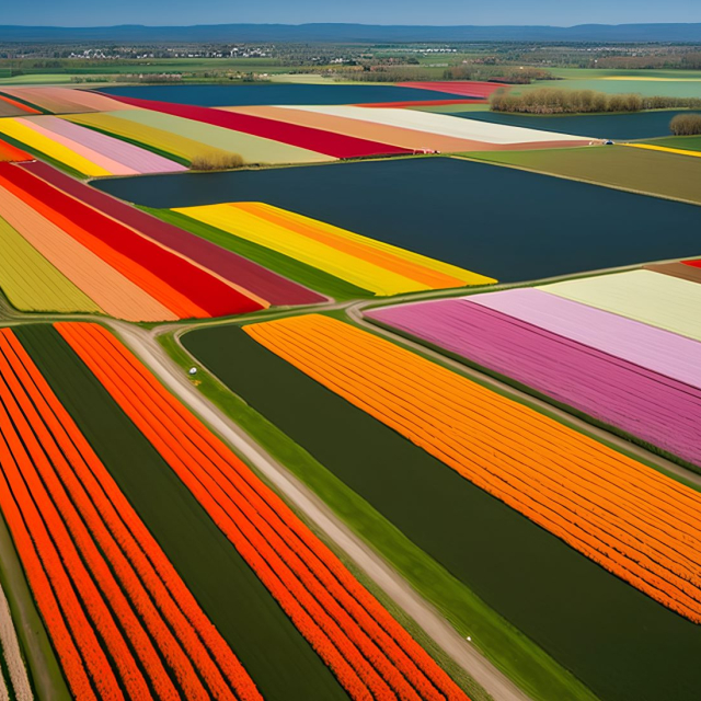 Bollenvelden in verschillende kleuren